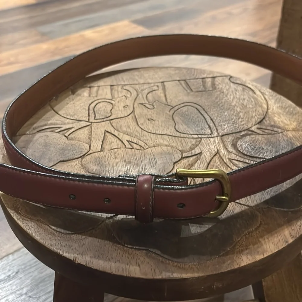 Vintage LL. Bean Classic Brown Leather Belt with Solid Brass Buckle Size  38